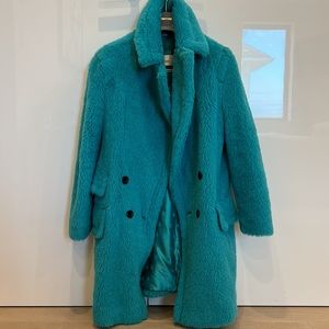 Max Mara turquoise teddy coat jacket